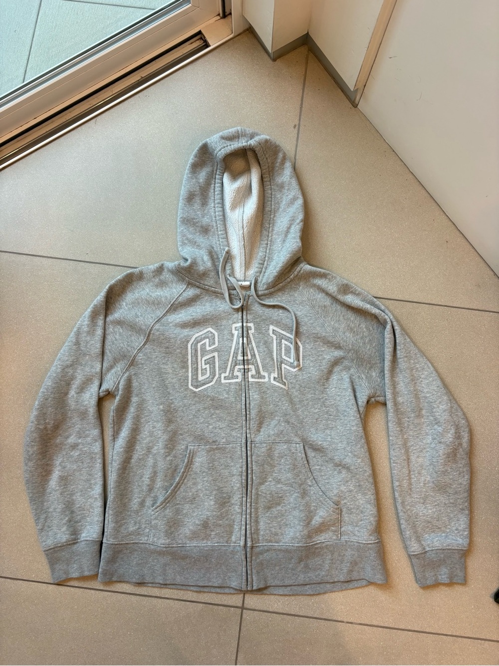 GAP Light Gray Full-Zip Hoodie with Logo